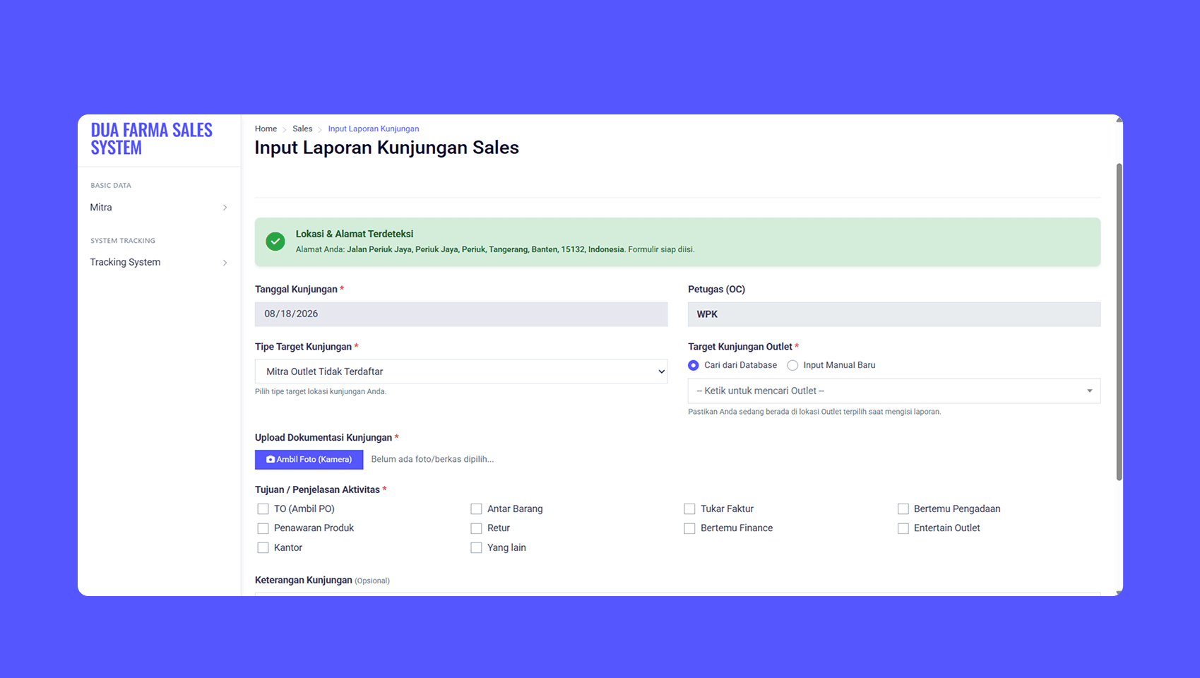 Geolocation Kunjungan Outlet Sales
